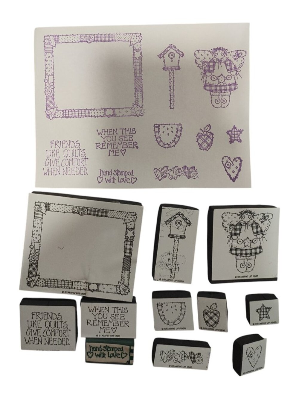 Stampin Up! Quilts Give Comfort Foam Mounted Rubber Stamp Set Of 11